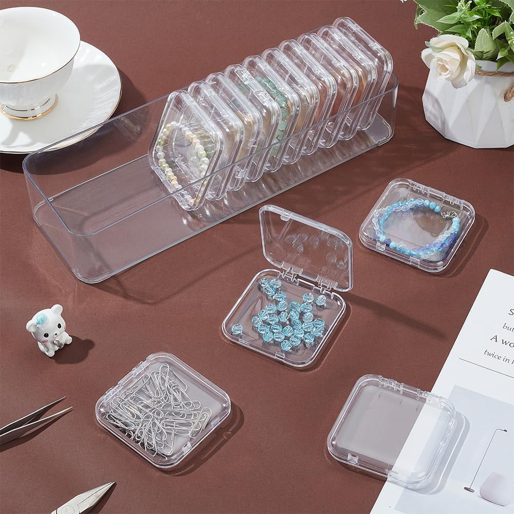 16PCS Acrylic Storage Cases 2.8x2.8 Inch Mini Clear Bead Storage Containers Beading Organizer Box Jewelry Storage Boxes Transparent Boxes