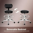 thumbnail image 5 of Drafting Chair with Back, Adjustable Foot Rest Rolling Stool, Multi-Purpose Office Desk Chair, Thick Seat Cushion for Home Bar Kitchen Shop - Black, 5 of 9