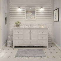 Abbey 60" Single Bathroom Vanity with White Cabinet and Carrara Marble Top