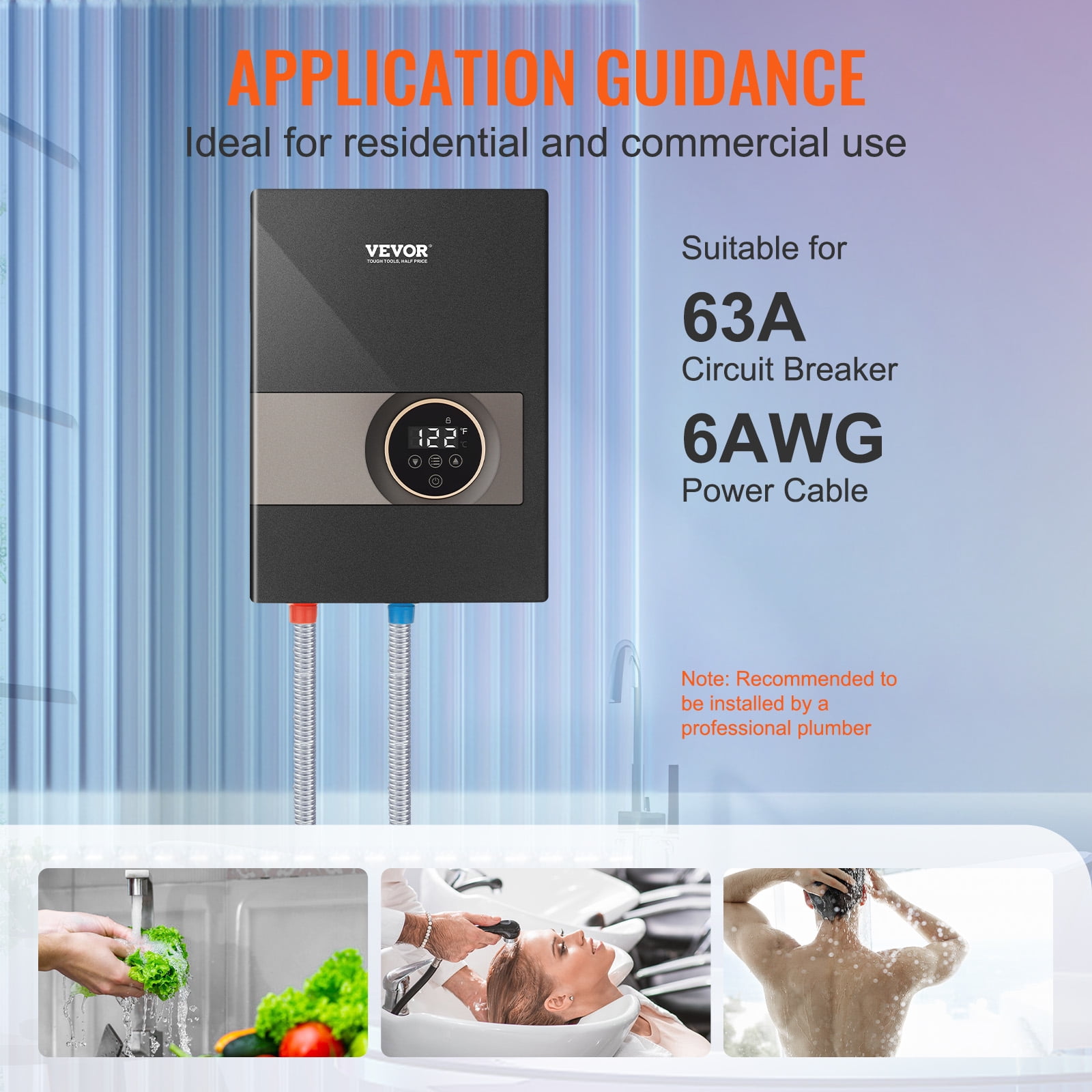 BENTISM Electric 13.8KW Instant Hot Tankless Water Heater for Shower