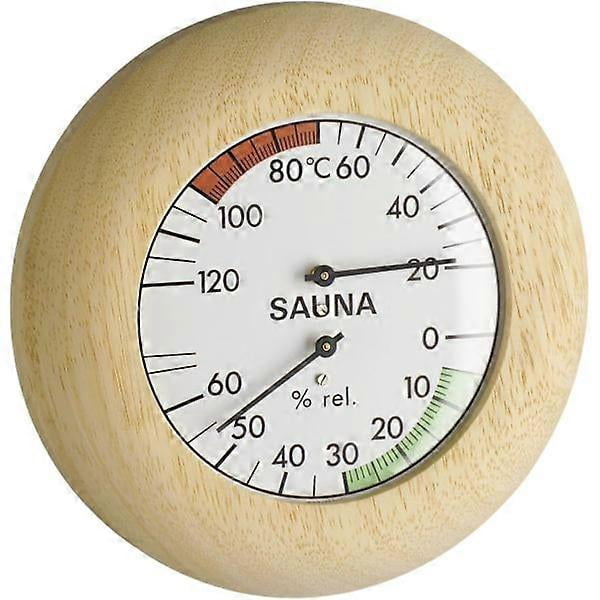 Sauna thermometer and hygrometer in synthetic hair and wooden frame