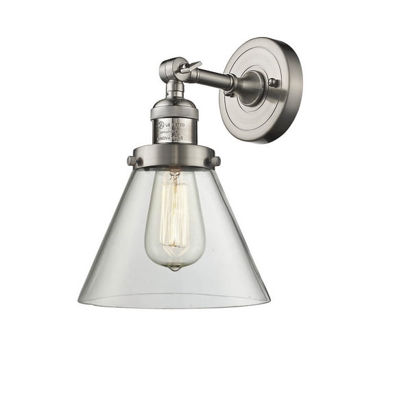 Innovations 203-SN-G42-LED Large Cone 1 Light Sconce part of the Franklin Restoration Collection, Brushed Satin Nickel