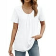 thumbnail image 2 of Otvok Summer Tops for Women Solid Casual Trendy Short Sleeve T Shirts Scoop Neck Tee Shirts, 2 of 6