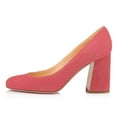 thumbnail image 4 of YDN Women Fashion Round Toe Slip on Pumps Mid High Chunky Heels Comfortable Party Business Dress Shoes Size 6.5 Pink, 4 of 4