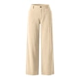thumbnail image 5 of ClodeEU Women's Corduroy Button Elastic Waist Wide Leg Pants with Pockets，Solid Color Casual Loose Trousers ,Women's Plus XL, 5 of 7