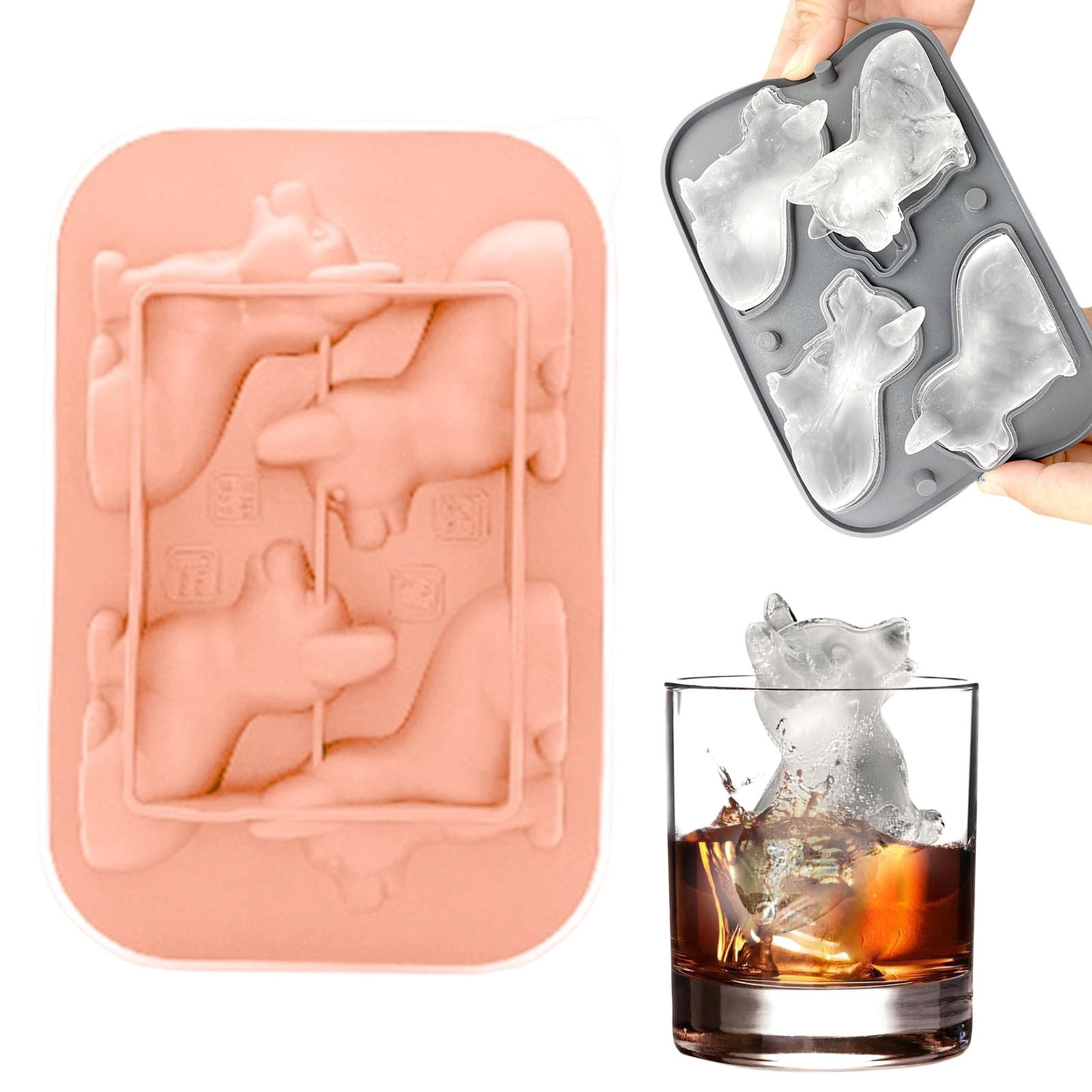 Ice Cube Mold Silicone Ice Cube Mold Ice Cube Tray Large Ice Cube Mold 4PC Silicone Dog Ice Grid Ice Mold Silica Gel