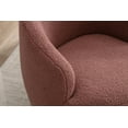 thumbnail image 4 of Teddy Fabric Swivel Barrel Accent Sofa Chair, Upholstered Club Chair with Wrap-Around Backrest, Cozy Leisure Vanity Chair with Black Powder Coating Metal Base for Living Room, Bedroom, Red, 4 of 6