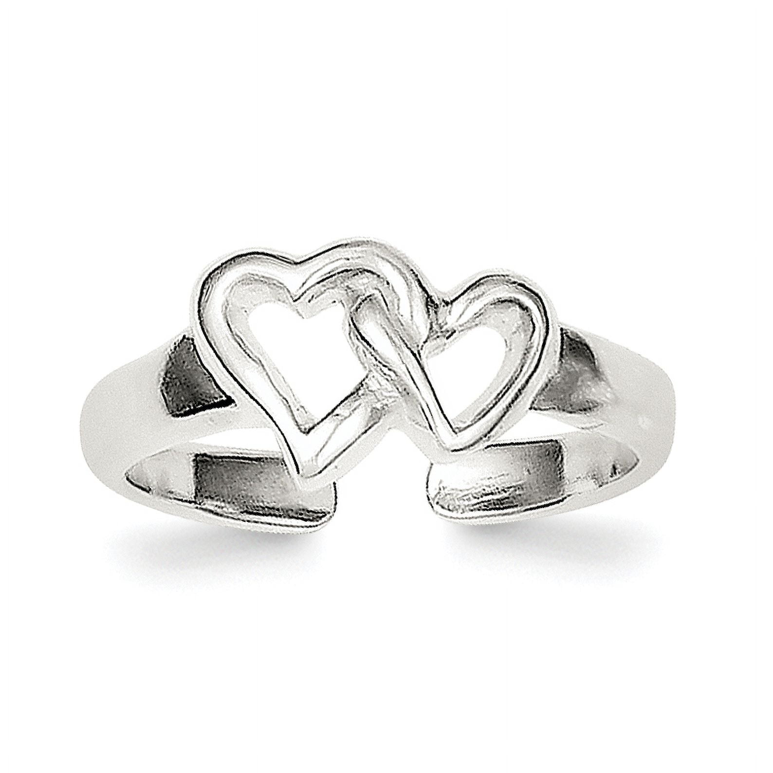 925 Sterling Silver Solid Love Heart Toe Ring - Toe Ring for Women
