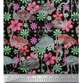 thumbnail image 1 of Soimoi Cotton Voile Fabric Floral & Flamingo Bird Decor Fabric Printed Yard 56 Inch Wide, 1 of 1