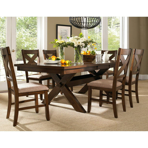 7 Piece Karven Solid Wood Dining Set, What Size Table For Six Chairs