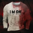 thumbnail image 2 of Problem Gelst Imprimé Homme Thème Halloween Décontracté Col Rond Graphique Sang Chemise Grande Taille Couleur Unie Manches Courtes, 2 of 6