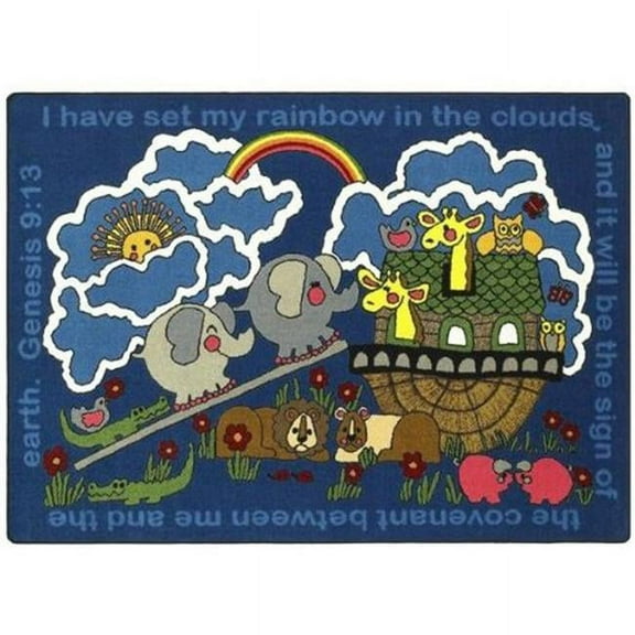 Rainbow s Promise 5 ft.4 in. x 7 ft.8 in.  WearOn Nylon Machine Tufted- Cut Pile Educational- Faith Based Rug
