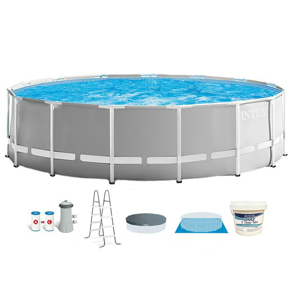 Intex 15ft x 48in Above Ground Swimming Pool Set w/ Pump & Chlorine