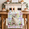 thumbnail image 4 of Easter Cute Bunny Cotton Linen Table Runner for Dining Kitchen, Eggs Spring Daisy Flowers Colorful Striped Wedding Outdoor Party Tablerunners, Dresser Scarf Coffee Tablecloth Runners 13x48 Inches, 4 of 9