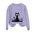 thumbnail image 7 of LangJing Black Cat Halloween Sweatshirts for Women Oversized Long Sleeve Tunic Pullover Fall Tops Spooky Season Sweatshirt Purple,XXL, 7 of 7