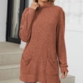 thumbnail image 5 of Itsame Women Cardigan Sweaters Loose High Neck Pullover Sweater Long Sleeve Pocket Solid Color Relaxed Sweatertop Orange Size M, 5 of 5