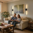 thumbnail image 3 of YANSUN  28.3 in 1-Light Set of 2 Black LED Wall Sconces, Wireless Dimmable Vanity Light, 360° Light for Bedroom Bathroom Living Room Entryway, 3 of 11