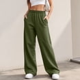 thumbnail image 6 of WULMLEO Sweatpants for Women Solid Elastic Waist Wide Leg Fall Winter Paloma Pants Stretch Comfort Bottoms Casual Lightweight Trousers with Pockets Army Green L, 6 of 8