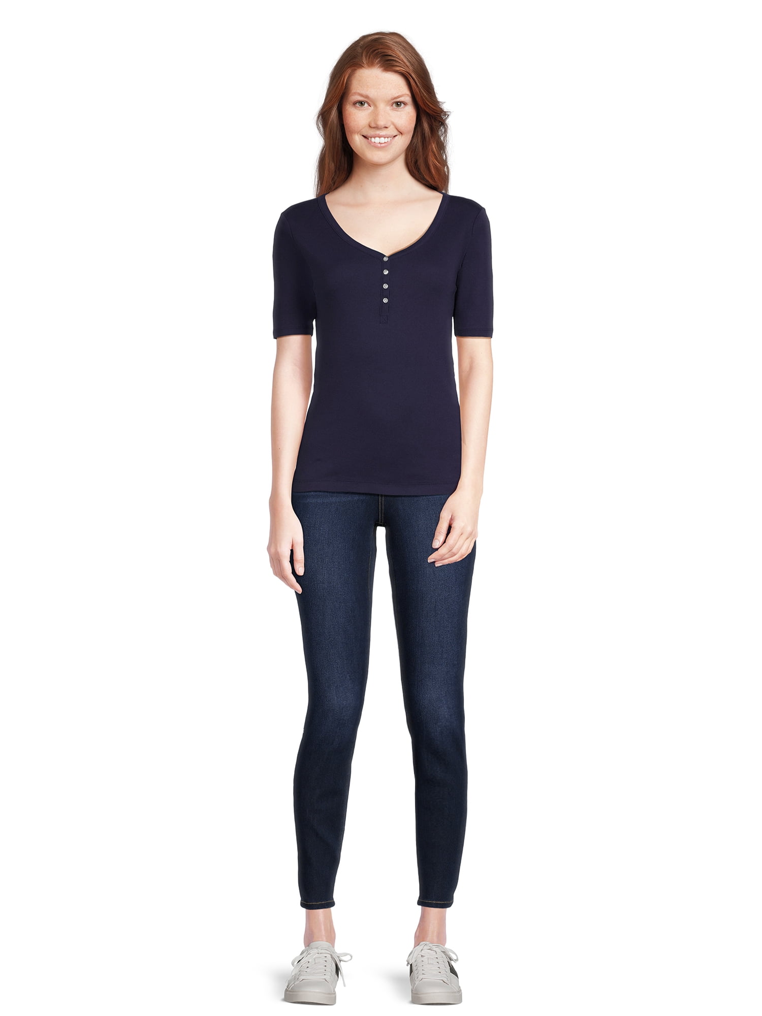 RealSize Women's Ribbed Henley Shirt, Sizes XS-3XL