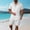 White, variant on WWV Short Set for Men Lapel Short Sleeve Button Shirt Mid Waist Shorts Outfits Solid Color Casual Loose Fit Holiday Leisure Suit Beige L
