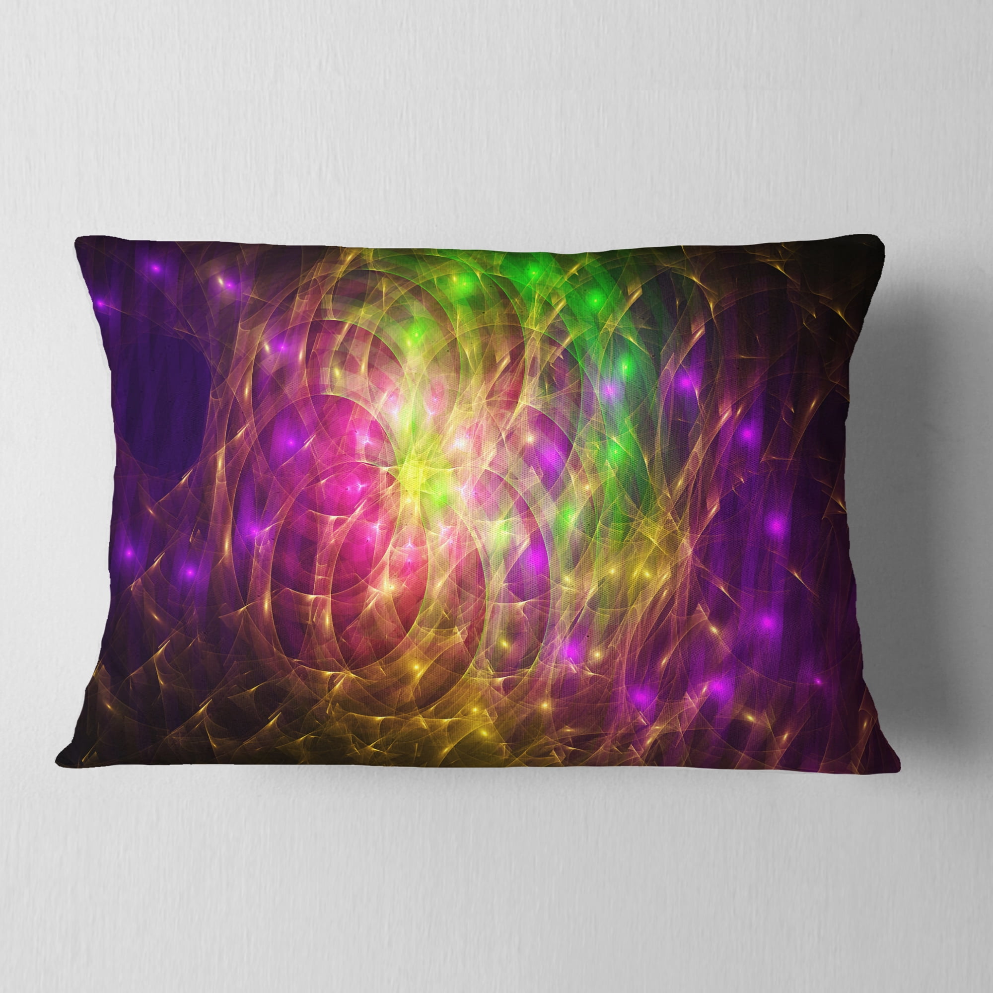 Designart Purple Green Symphony of Colors - Abstract Throw Pillow - 12x20