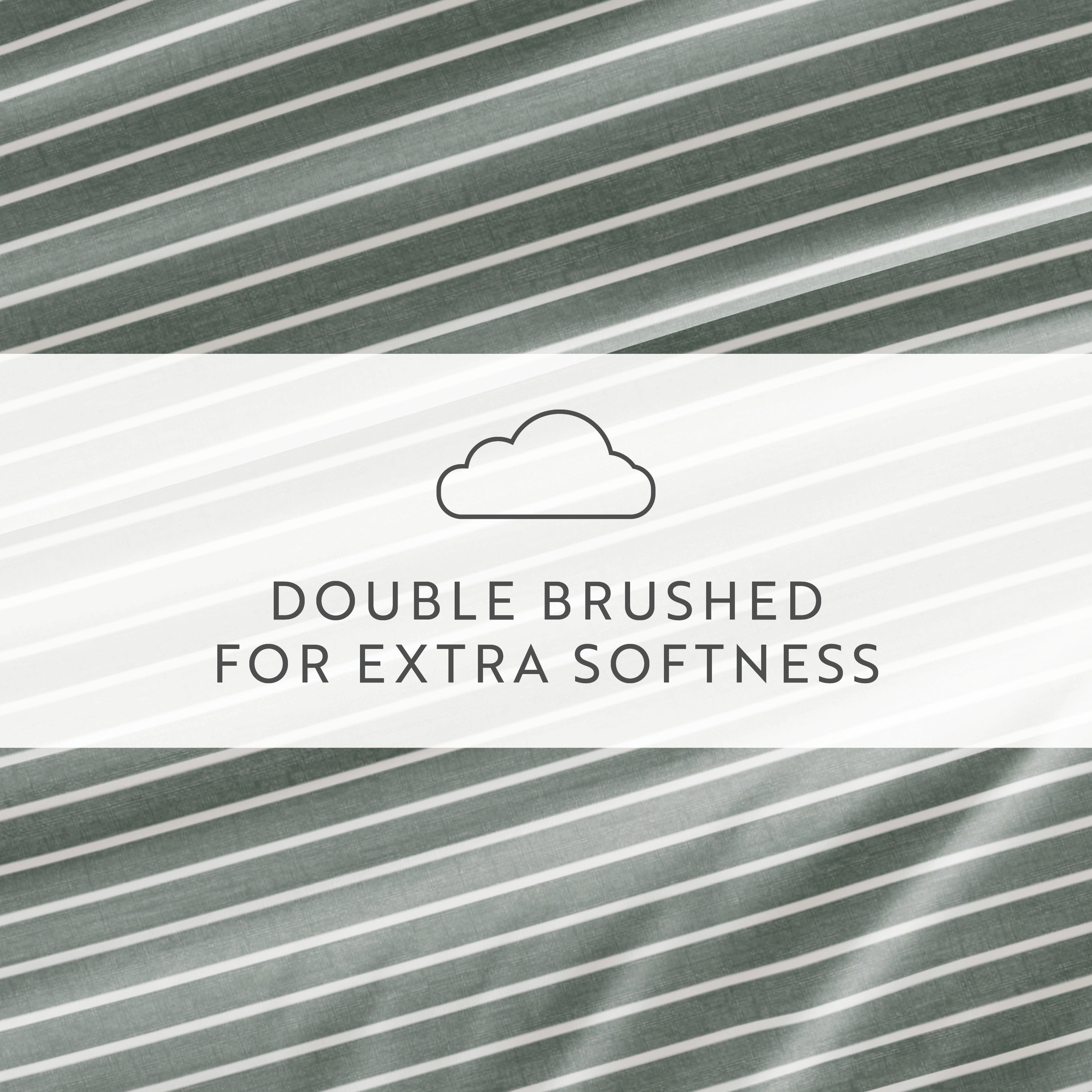 Noble Linens 4 Piece Pattern Microfiber Bed Sheet Sets, Soft Lines Eucalyptus, Cal King