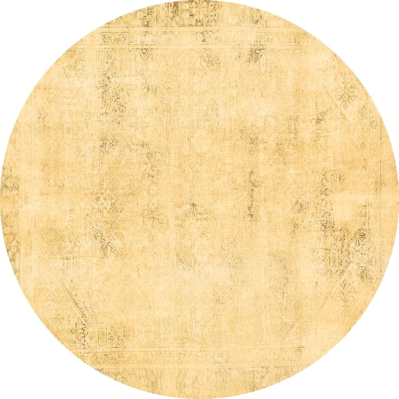 Ahgly Company Indoor Round Abstract Brown Modern Area Rugs, 6' Round