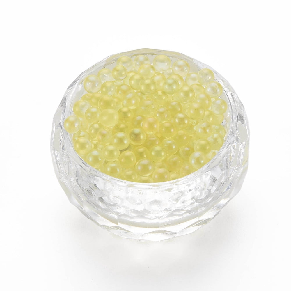 DIY Nail Art Decoration Mini Glass Beads Tiny Caviar Nail Beads AB Color Plated Round No Hole Yellow 3.5mm 450g/bag