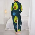 thumbnail image 5 of Kll Avocado In Space Print Women'S Long Sleeve Pajamas With Pants Sleepwear Loungewear 2 Set-Medium, 5 of 9