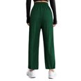 thumbnail image 4 of Womens Straight Wide Leg Pants Casual Drawstring High Waist Trousers Solid Color Loose Lounge Pockets Bottoms (Green L), 4 of 6
