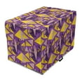 thumbnail image 1 of Geometric Dog Crate Cover, Memphis Style Funny Triangles Dots Zigzags Stars and Waves, Easy to Use Pet Kennel Cover for Medium Large Dogs, 35" x 23" x 27", Yellow Purple, by Ambesonne, 1 of 6