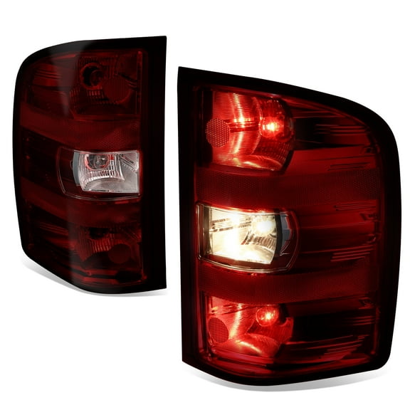 DNA Motoring For 07-14 Silverado 1500 250 3500 Dark Red Tail Light Brake Lamps Pair