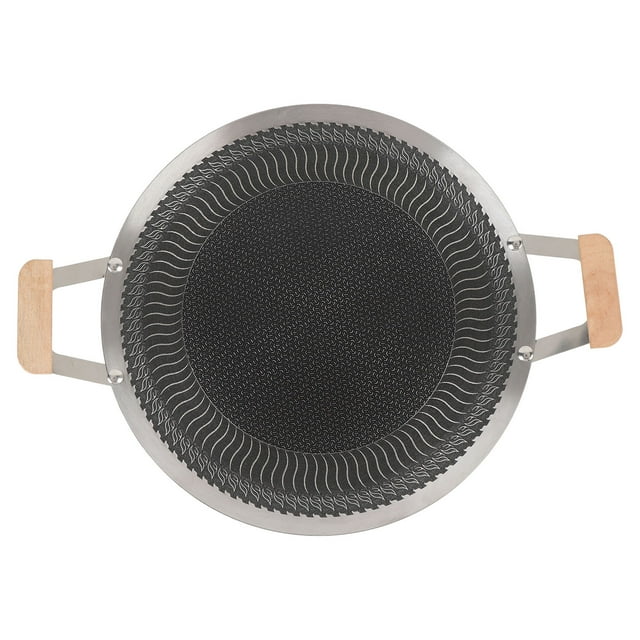 Placa De Parrilla De Barbacoa, Recubrimiento Sin Palos De Acero Inoxidable Una Bandeja Para Hornear De Distribución De Calor Con Manijas De Compatibles Con Todos Los Utensilios