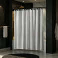 thumbnail image 4 of Cortina de baño Moorefield Flowers 183x183 cm con ojales plateados cepillados, dobladillo magnetico y tacto suave, Esmerilado, 4 of 8