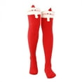 thumbnail image 3 of Chaussettes de Sol Chaudes pour Femmes en Molleton Corail Épaissi à Rayures Dessin Animé 2 Pcs Bas Bas Bas de compression Rouge, 3 of 3