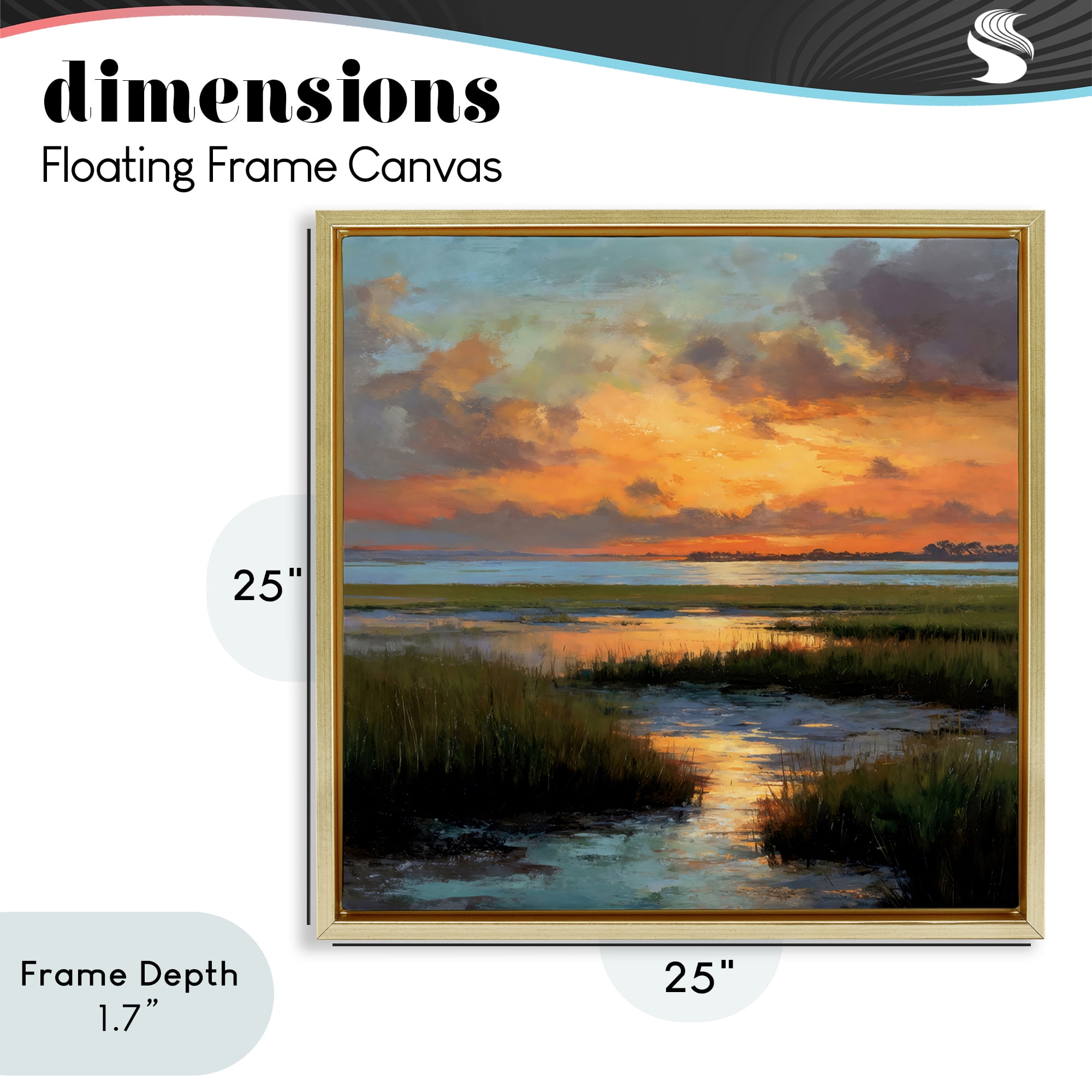 Stupell Industries Evening Marshland Glow Gold Framed Floater Canvas Wall Art, design by Petal Prints Design