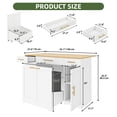 thumbnail image 4 of Uforic Kitchen Island with Drop Leaf & Wheels, Island Table with Trash Storage Cabinet, White, 4 of 8