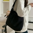 thumbnail image 4 of HUISZJ Square Shoulder Bag, Leisure Crossbody Bag, Nylon Drawstring Shoulder Bag for Travel Commute Work (Black), 4 of 7