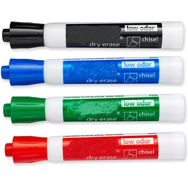 Expo Dry Erase Markers, Low Odour, Fine Tip, Black, 4 Count, Whiteboard  Markers 