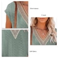 thumbnail image 4 of Blusa de manga corta con escote en V y detalle de encaje para mujer, verde negruzco, talla XL Summer Chic, 4 of 5