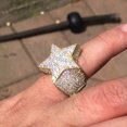 thumbnail image 3 of Mens Hip Hop Ring With Full Simulated Diamond Inlaid Five Point Star Alloy Jewelry Bling Accessory Trendy Design, 3 of 6