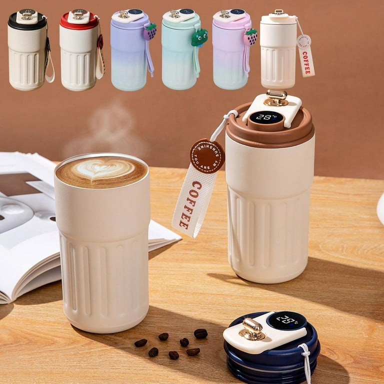 Led Temperature Display Coffee Mug Stainless Steel Thermos, Coffee Cup with Temperature Display, Portable Smart Coffee Thermos Hot Water Bottles with