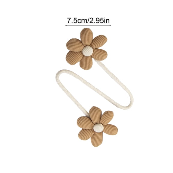Beautynvta 2 Pcs Flower Curtain Tiebacks, Drapes Sheers Tie Backs, Bendable Curtain Holdbacks, Twist Tie Backs for Home Bedroom Decor, Coffee