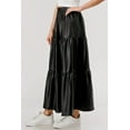 thumbnail image 4 of Pu Faux Leather Tiered A-Line Maxi Skirt - Black, 4 of 9