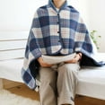 thumbnail image 5 of chaungfeng Fleece Wearable Blanket, Plaid Colorblocking Lap Blanket Comfy Poncho Throw with Buttons, Multifunctional Shawl Bucket Blanket Cape for Bed Sofa Office, (31.5"x53.1"), 5 of 7