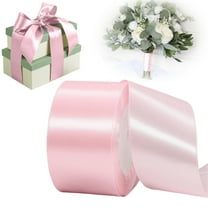 Pink Satin Ribbon, 2 Inch x 25 Yards Wide Fabric Satin Ribbon for Gift Wrapping, Versatile Ribbon for Wreaths Bows Making, Flower Bouquets, Perfect for Xmas Wedding Decor & DIY Sewing Projects