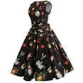 thumbnail image 4 of IROINNID Women's Sleeveless A-Line Dress V-Neck Vintage Christmas Evening Party Prints Swing Dress, 4 of 8