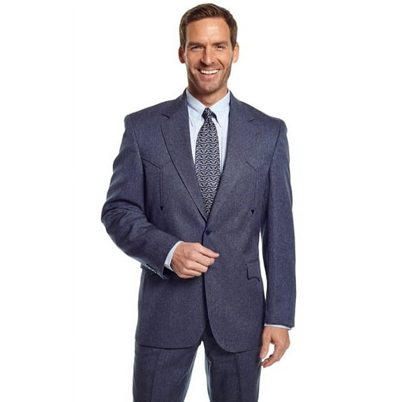Circle S Mens Heather Navy Polyester Vegas Sportcoat Jacket Blazer 40 L