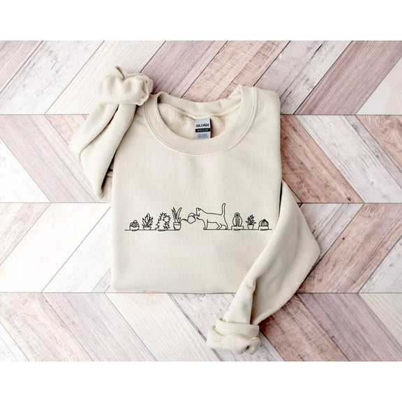 Cat Plants Sweatshirt, Cat Sweatshirt, Plant Sweatshirt, Cat Lover Plant Lover Gift, Cat Crewneck, Plant Crewneck, Cats and Plants Shirt TSHIRT All Size S-5XL