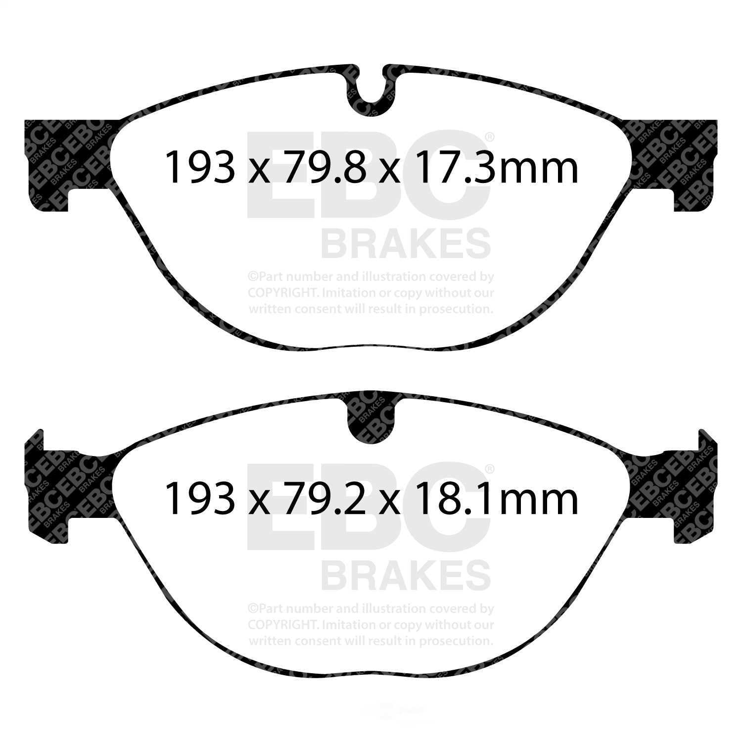 EBC Brakes DP32191C Redstuff Ceramic Low Dust Brake Pads, FMSI Pad No. D1750 Vented 380mm Dia. 48mm